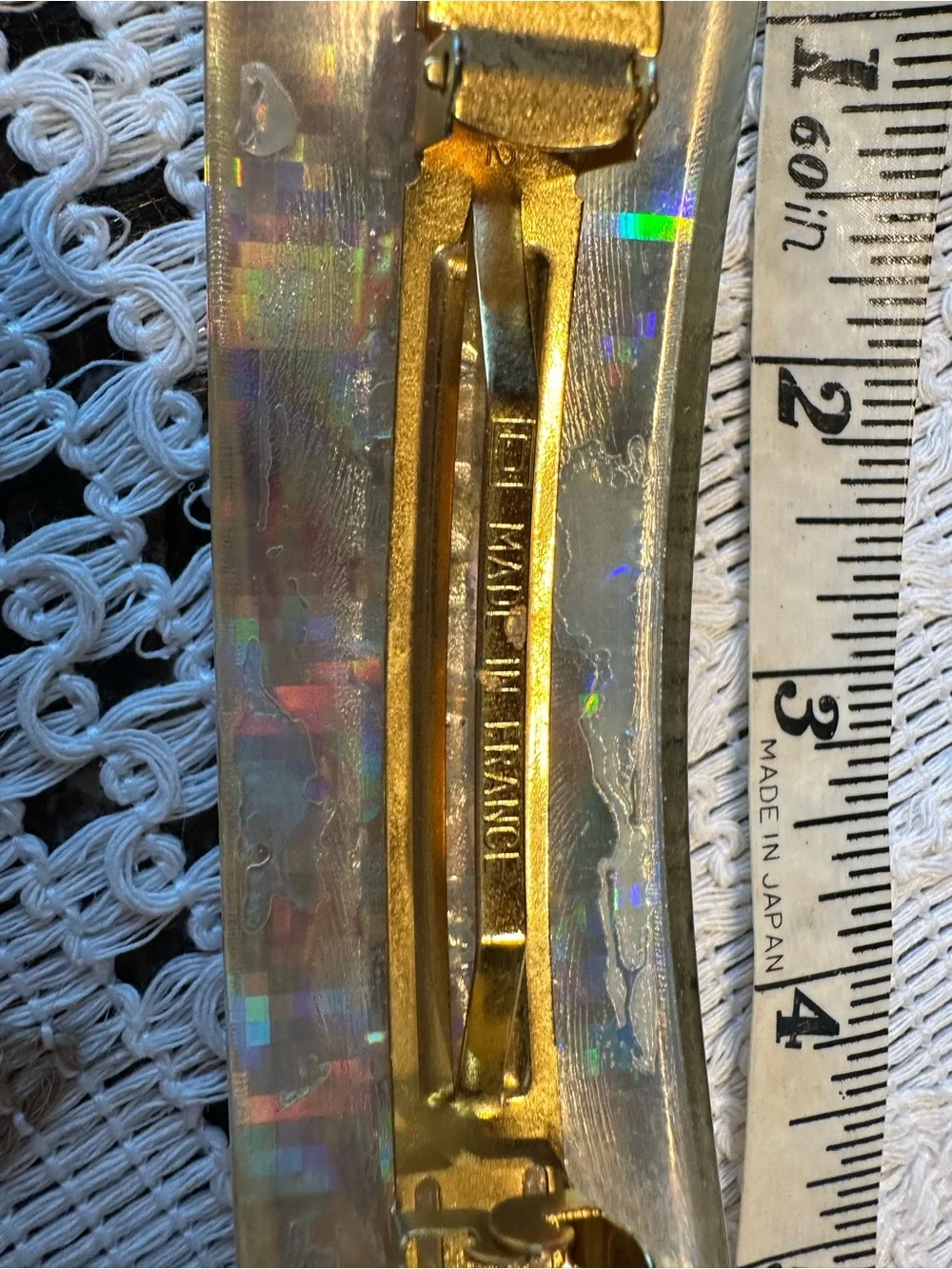 CHANEL Holographic Logo Barrette Gold. 1997